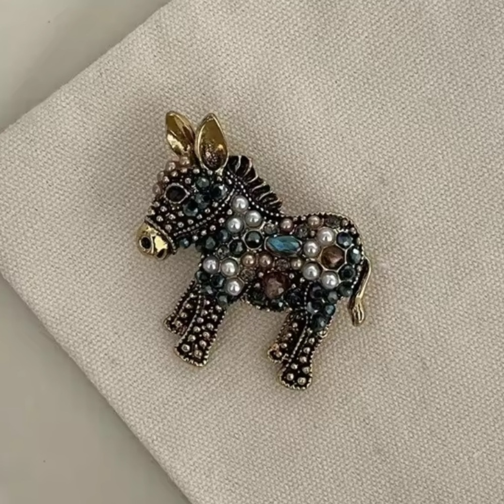 Bejeweled Donkey Brooch with Gold Accents accessory - Picture 3 of 5